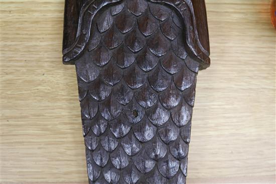 A 17th century oak mermaid pilaster